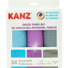 Kanz Sihirli Mikrofiber Bez 3'Lü Paket, Cam Bezi, Tezgah Bezi