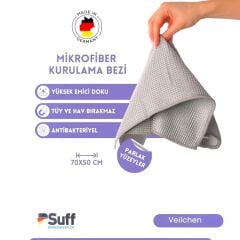 Suff Menekşe Mikrofiber Waffle Kurulama Bezi Gri