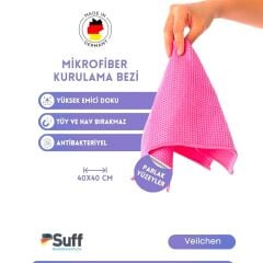 Suff Menekşe Mikrofiber Waffle Kurulama Bezi Pembe 40x40 cm