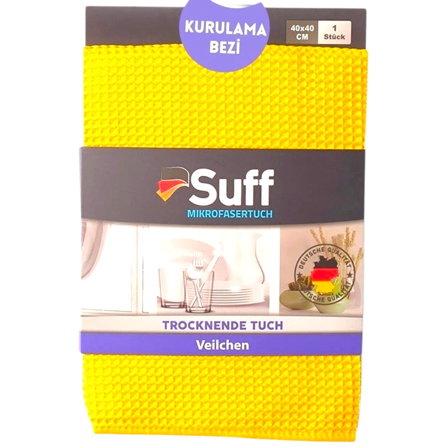 Suff Menekşe Mikrofiber Waffle Kurulama Bezi Sarı
