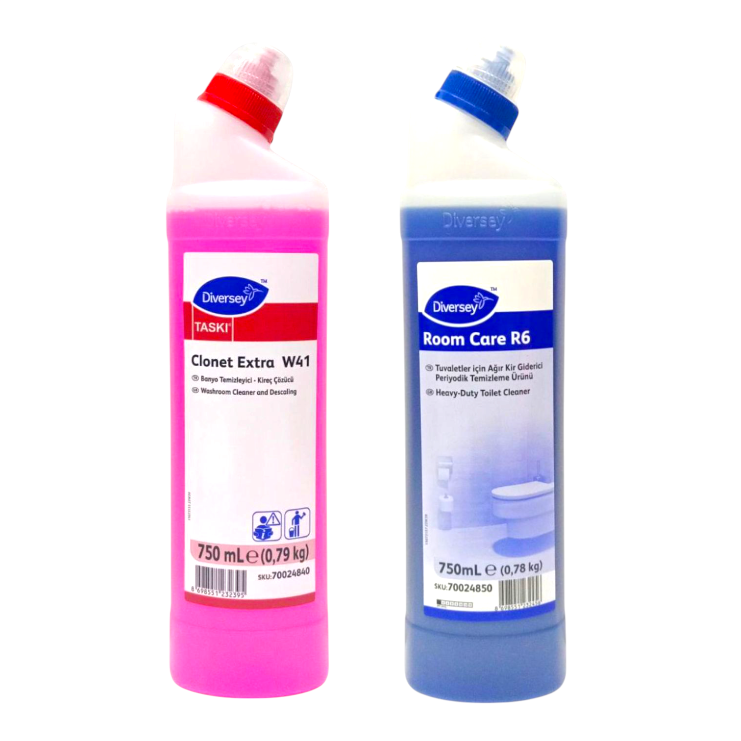 Diversey Clonet Extra W41 Kireç Sökücü 750 ml (1 Adet), Room Care R6 WC Ağır Kir (1 Adet)
