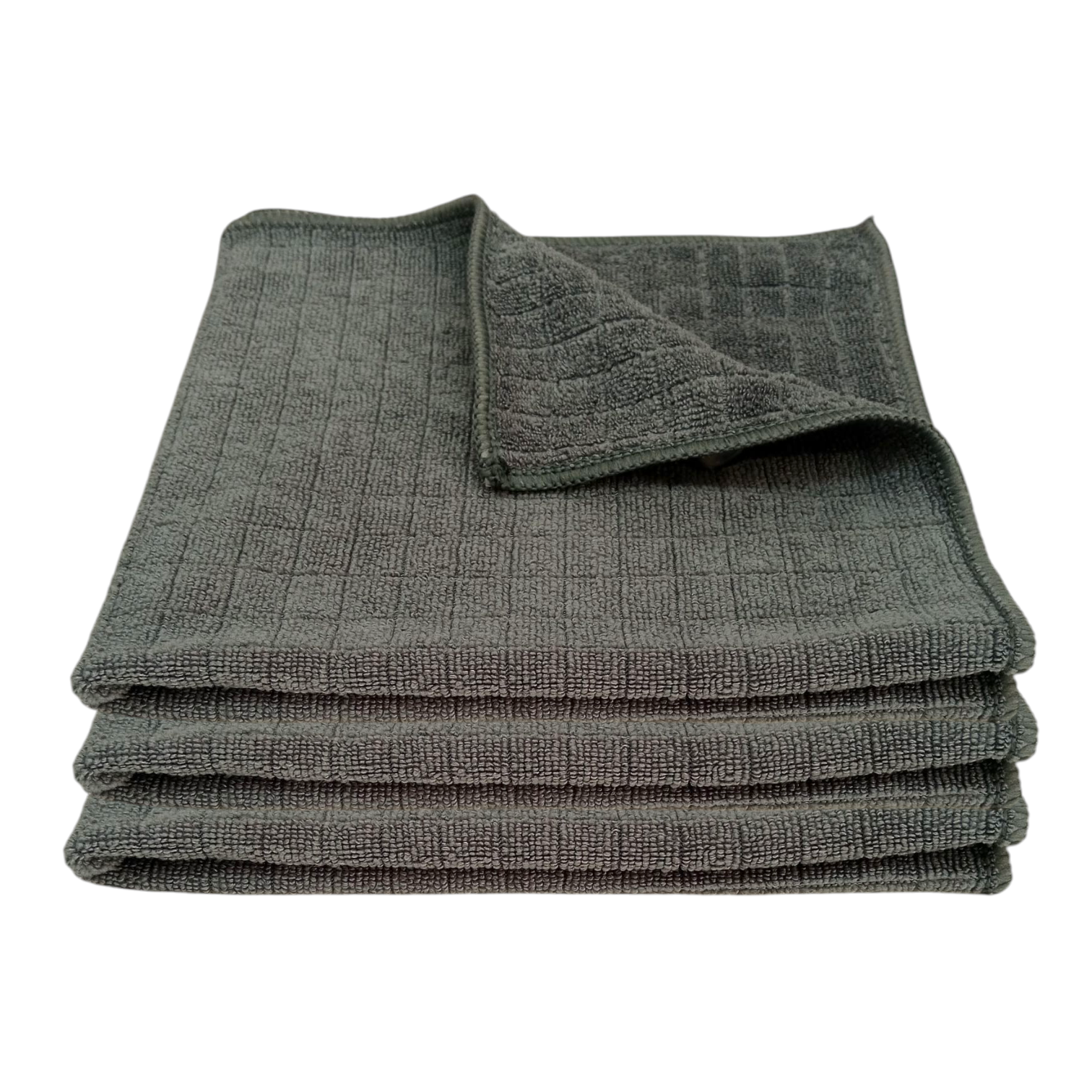 Kareli Mikrofiber Genel Temizlik ve Tezgah Bezi Gri (3 Adet)