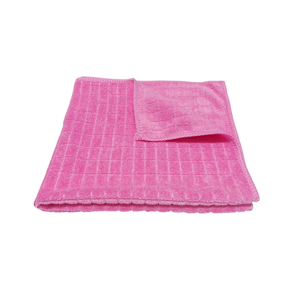 Silver Kareli Mikrofiber Genel Temizlik ve Tezgah Bezi Pembe 40*40 cm 320 GSM