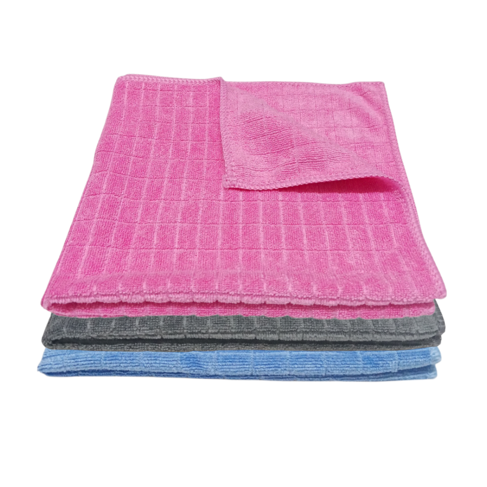 Silver Kareli Mikrofiber Genel Temizlik ve Tezgah Bezi 40*40 cm 320 GSM Karma (3 Adet)