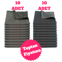 Kareli Mikrofiber Genel Temizlik ve Tezgah Bezi 10 Adet, Zor Kir Bezi 10 Adet