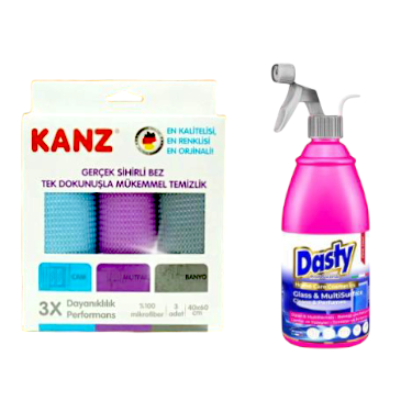 Kanz Sihirli Mikrofiber Bez 3'lü Paket, Dasty Cam & Yüzeyler