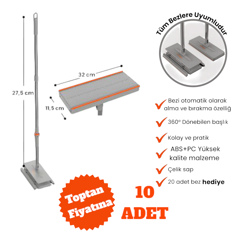 Kıskaçlı Tembel Mop Set (10 Adet)