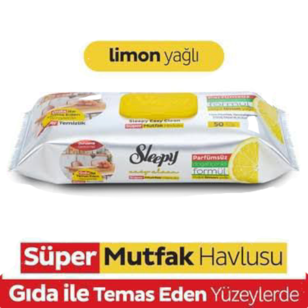 Sleepy Easy Clean Süper Mutfak Havlusu 50 Adet Limon
