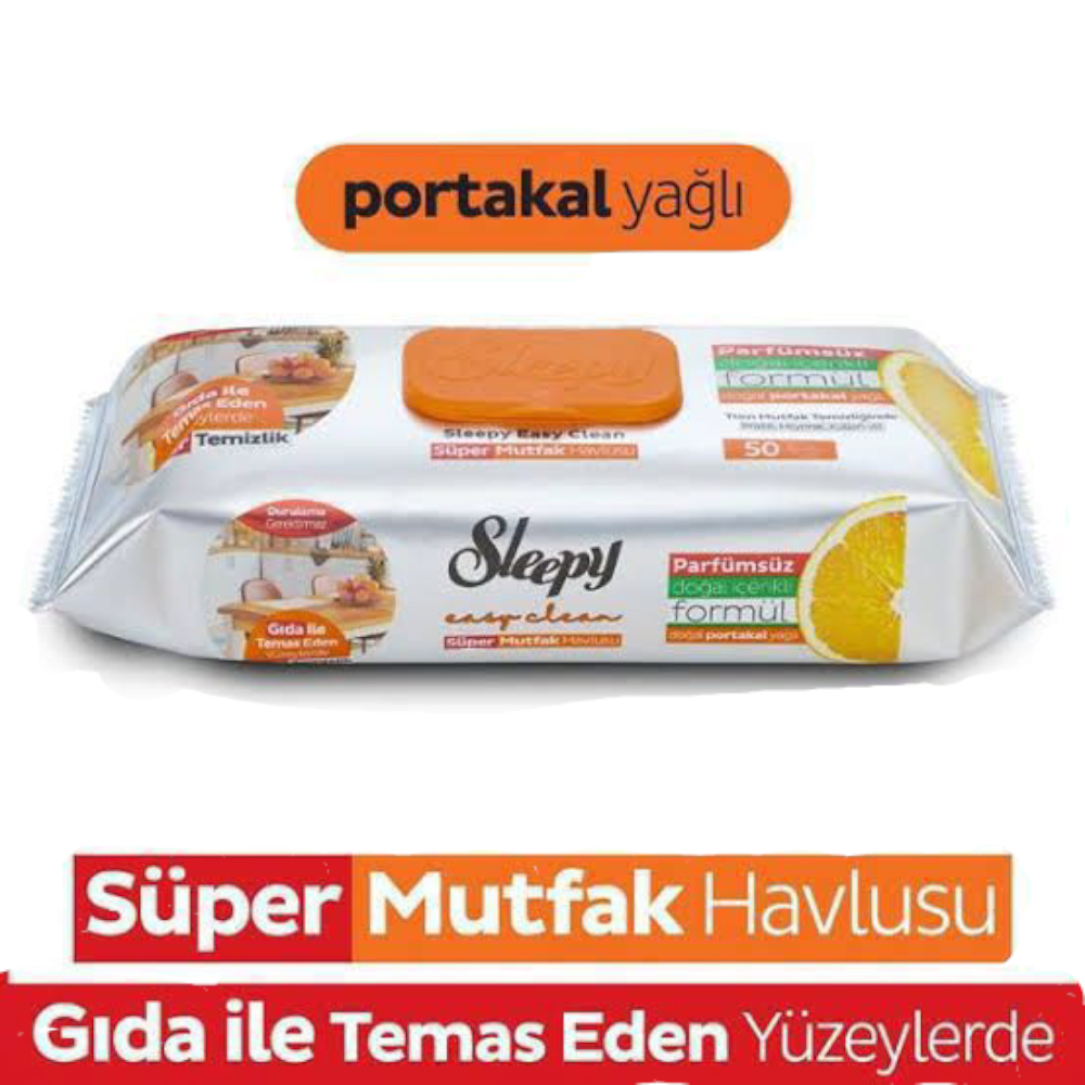 Sleepy Easy Clean Süper Mutfak Havlusu 50 Adet Portakal