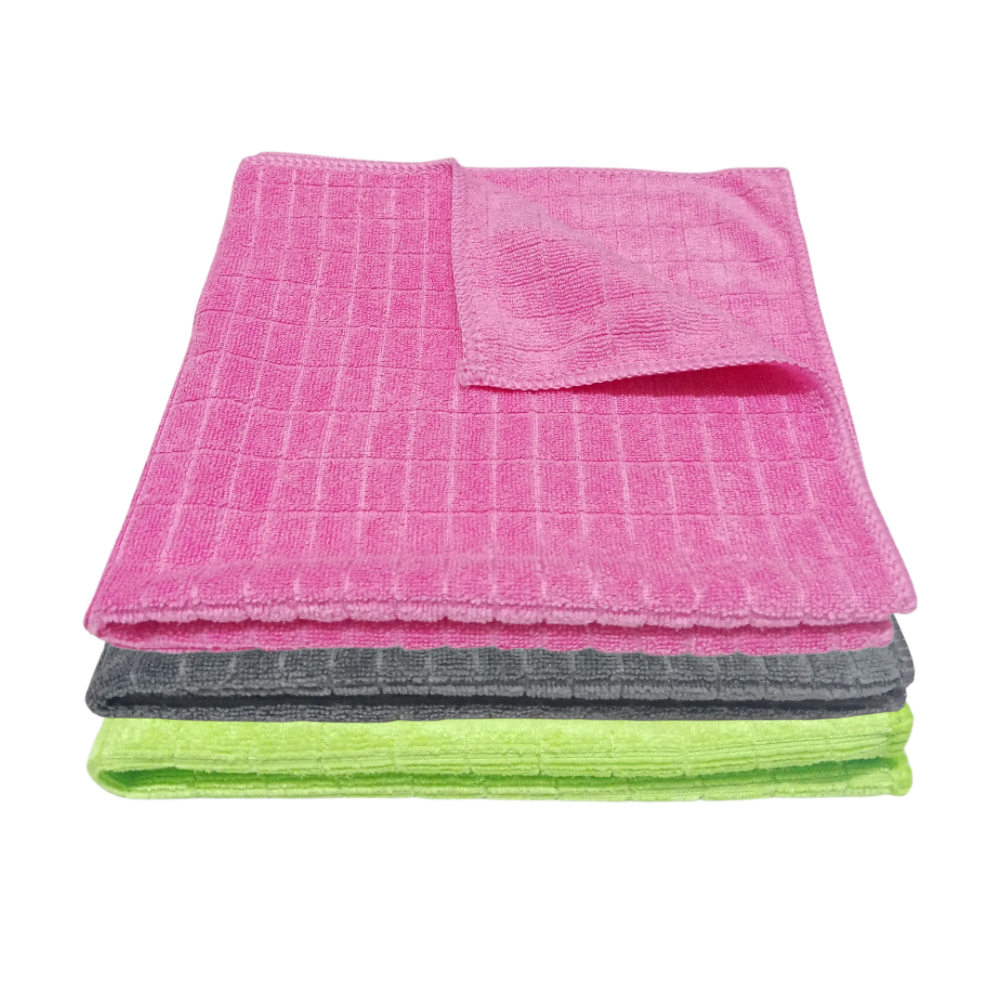 Silver Kareli Mikrofiber Genel Temizlik ve Tezgah Bezi Karma GPY 40*40 cm 320 GSM (3 Adet)