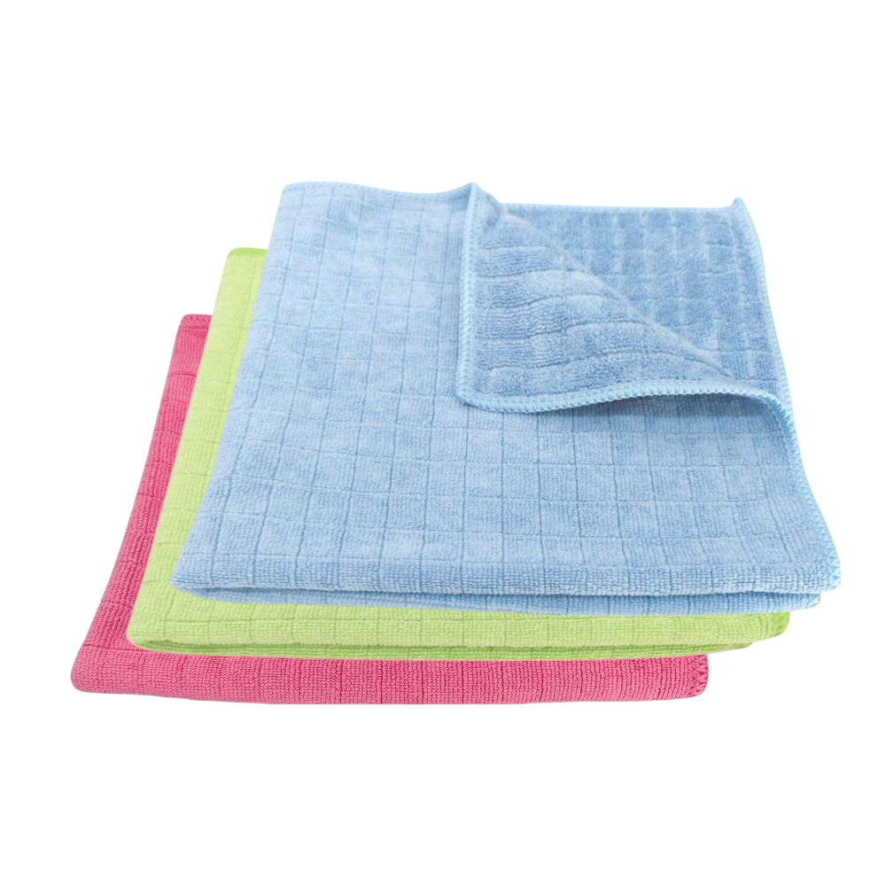 Silver Kareli Mikrofiber Genel Temizlik ve Tezgah Bezi Karma MPY (3 Adet)