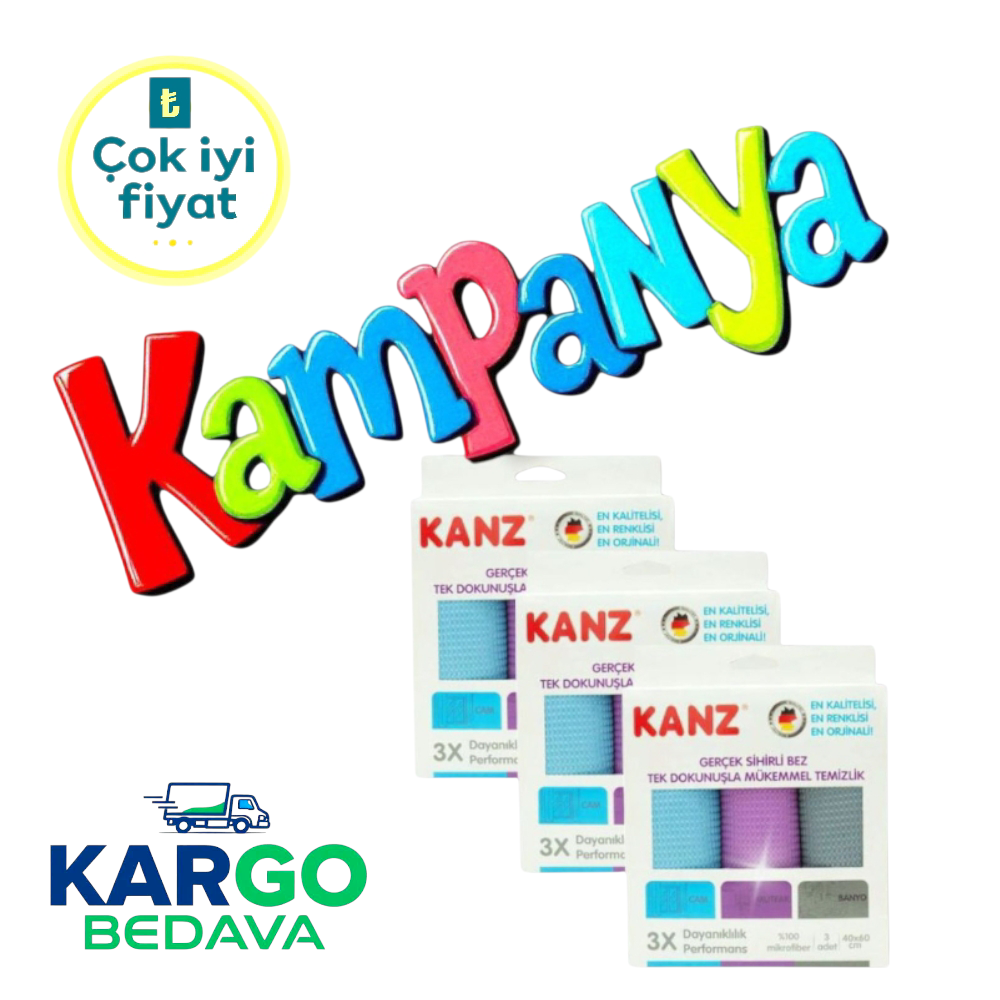 Kanz Sihirli Mikrofiber Bez 3'Lü Paket(3 Paket) Cam Bezi, Tezgah Bezi