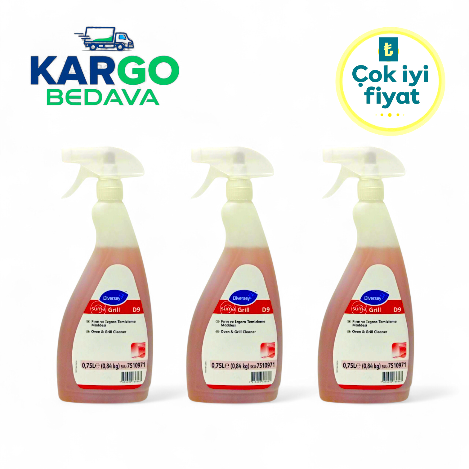 Diversey Suma Grill D9 Fırın Yanmış Yağ Temizleyici 750 ml (3 Adet)