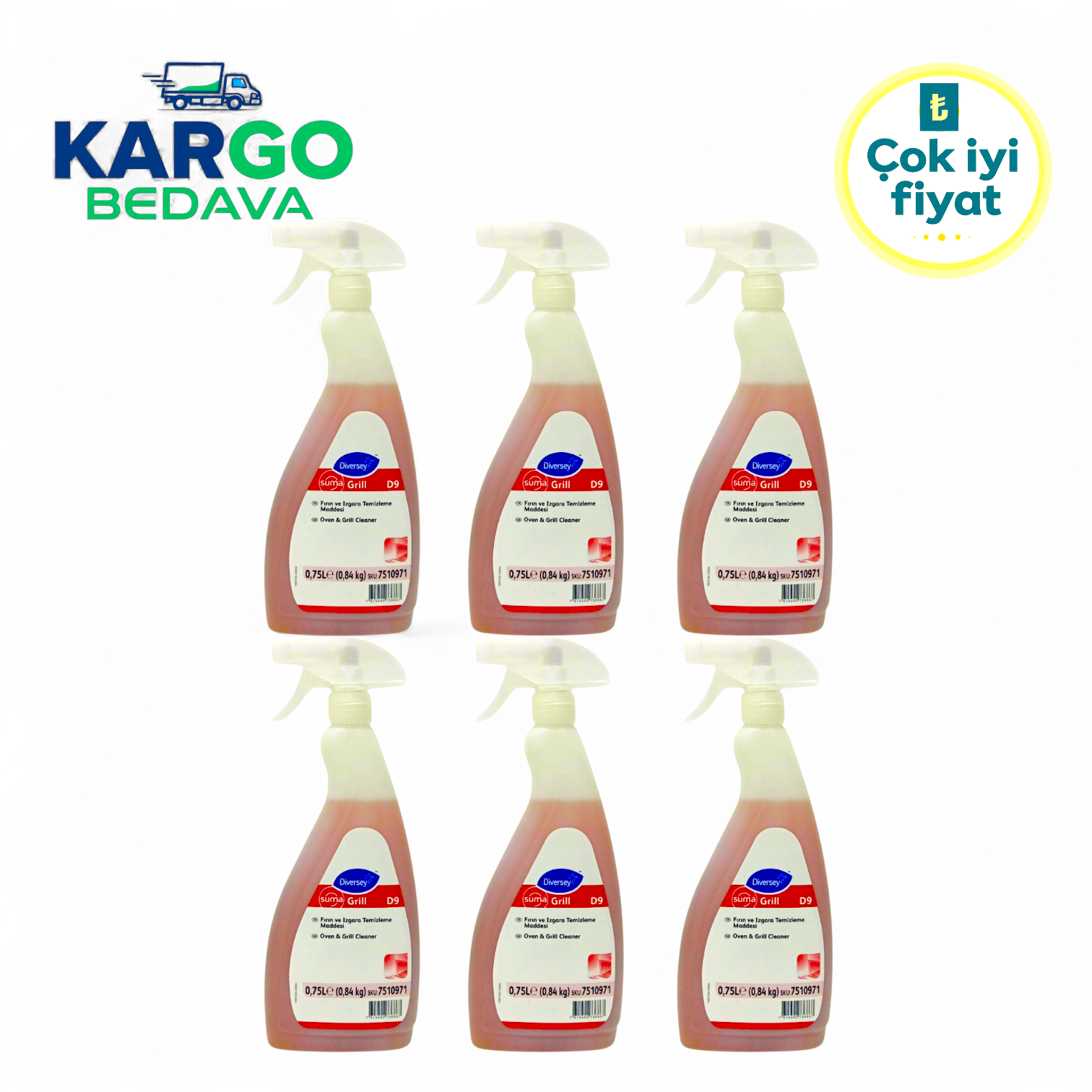 Diversey Suma Grill D9 Fırın Yanmış Yağ Temizleyici 750 ml (6 Adet)