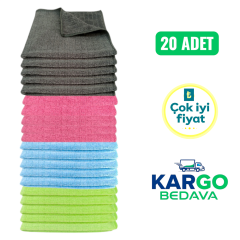 Silver Kareli Mikrofiber Genel Temizlik ve Tezgah Bezi Karma Renk 40*40 cm 320 GSM  (20 Adet)