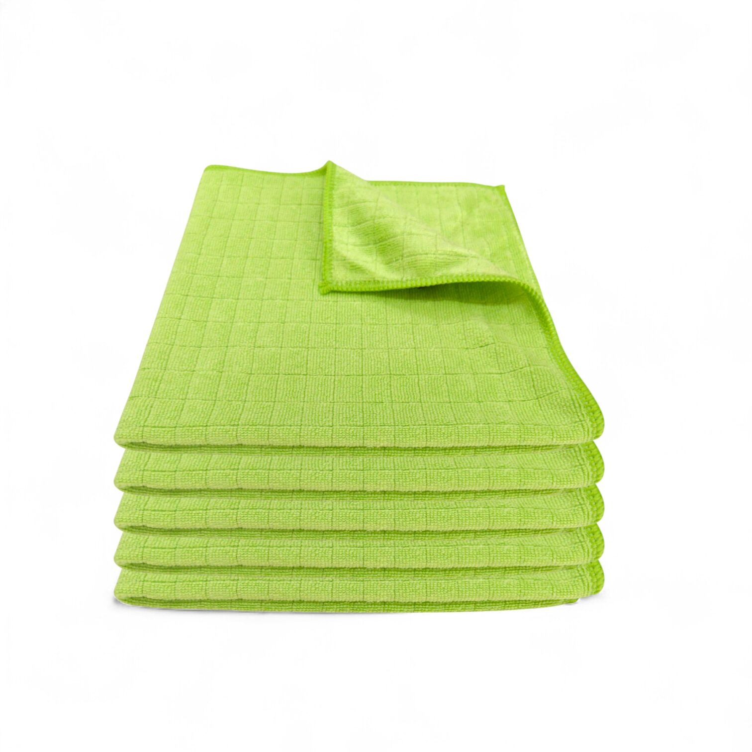 Silver Kareli Mikrofiber Genel Temizlik ve Tezgah Bezi Yeşil 40*40 cm, 320 gsm(5 Adet)