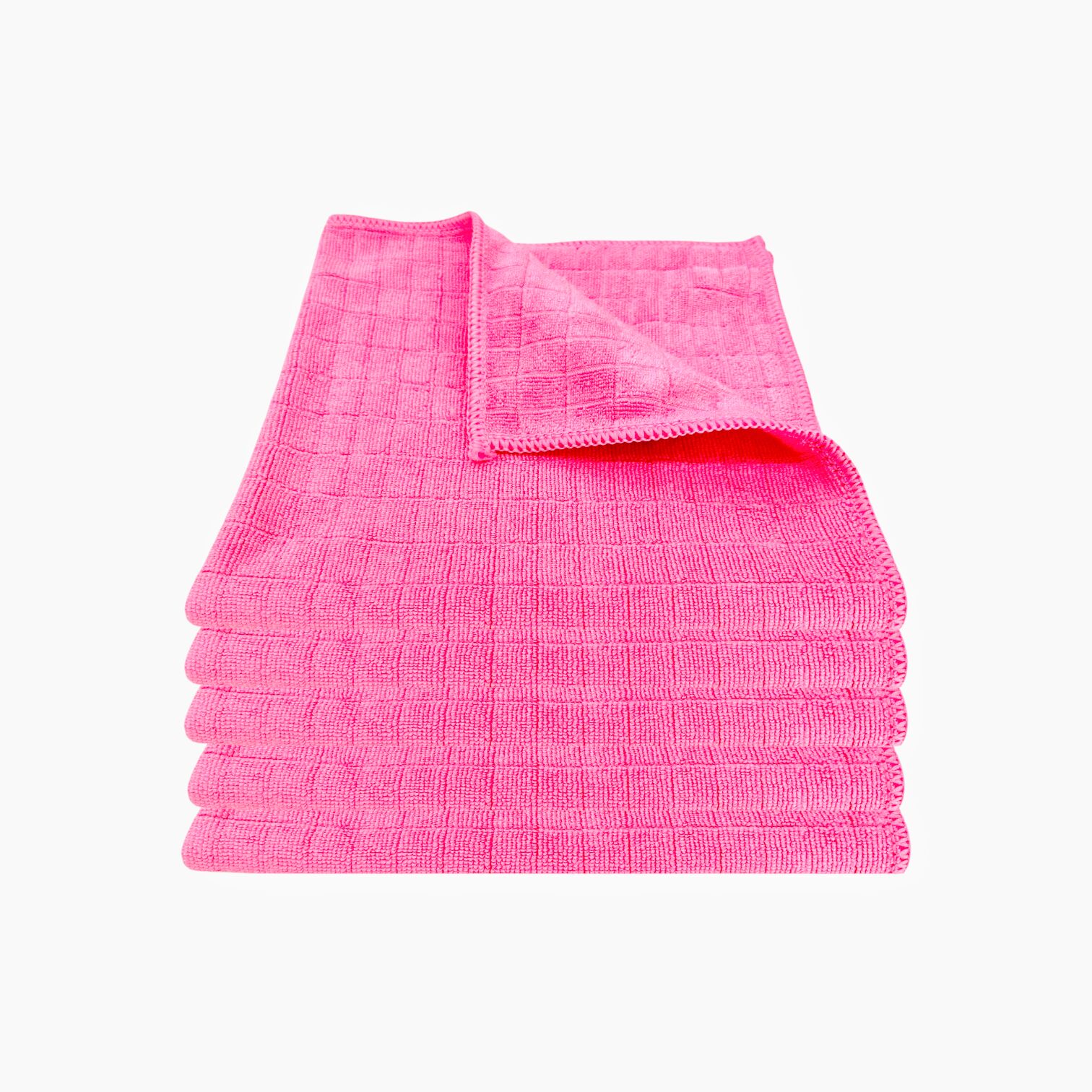 Silver Kareli Mikrofiber Genel Temizlik ve Tezgah Bezi Pembe 40*40 cm, 320 gsm(5 Adet)