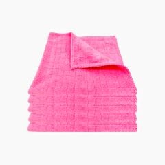 Silver Kareli Mikrofiber Genel Temizlik ve Tezgah Bezi Pembe 40*40 cm, 320 gsm(5 Adet)