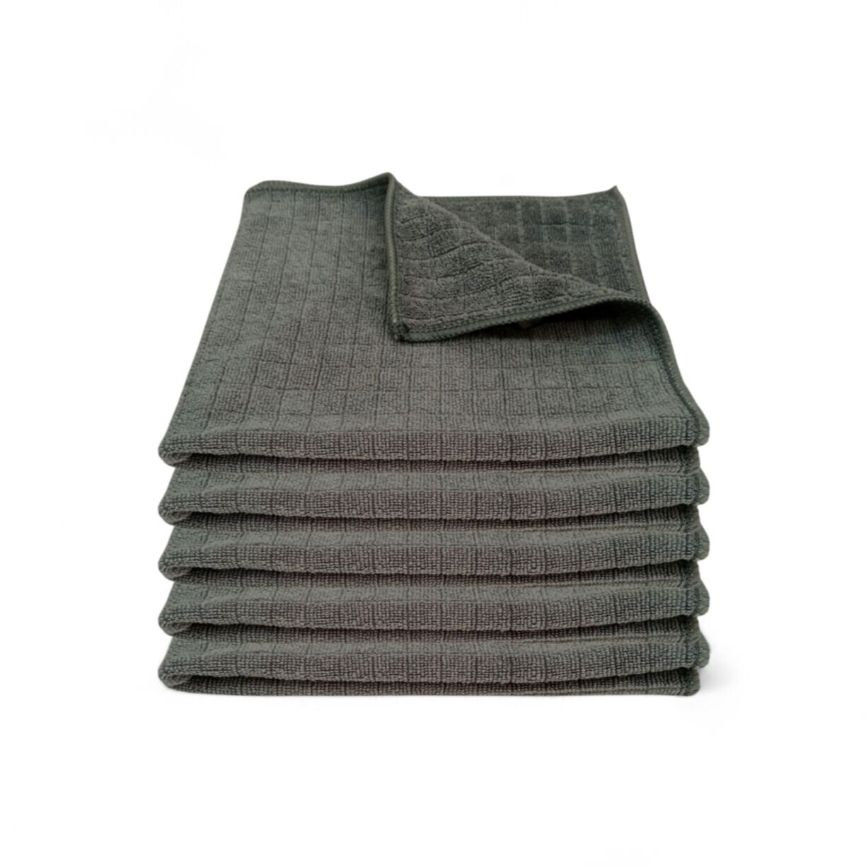 Silver Kareli Mikrofiber Genel Temizlik ve Tezgah Bezi Gri 40*40 cm, 320 gsm(5 Adet)