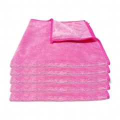 Silver Parlak Yüzey Mikrofiber Genel Temizlik ve Tezgah Bezi 40*40 cm, 365 gsm Pembe (5 Adet)
