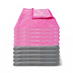 Silver Parlak Yüzey Mikrofiber Genel Temizlik ve Tezgah Bezi  40*40 cm, 365 gsm Füme, Pembe (10 Adet)