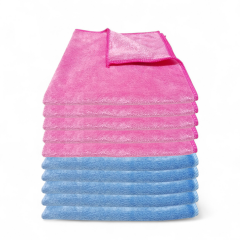 Silver Parlak Yüzey Mikrofiber Genel Temizlik ve Tezgah Bezi  40*40 cm, 365 gsm Mavi, Pembe (10 Adet)