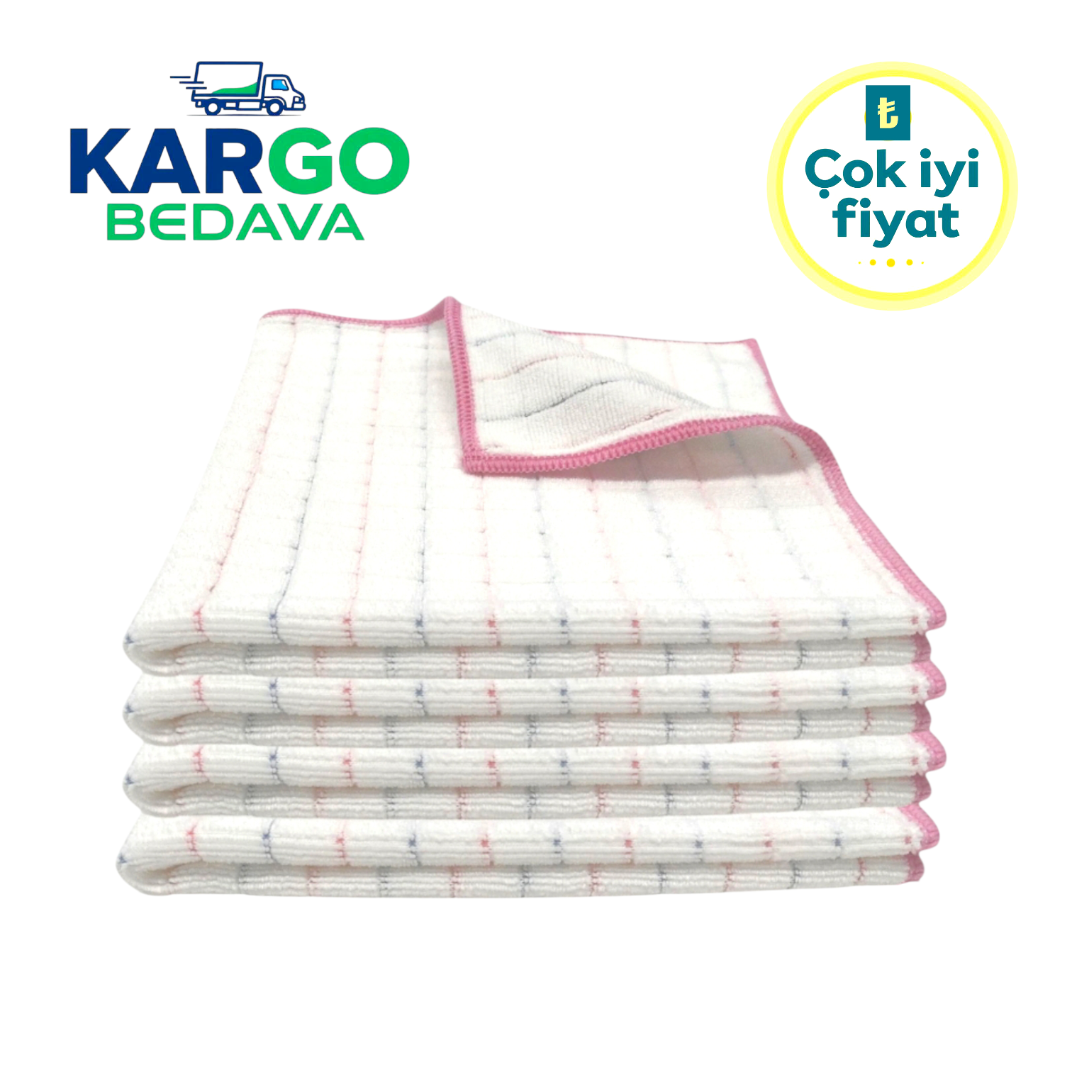 Silver Kareli Mikrofiber Genel Temizlik ve Kurulama Bezi, 40x40 cm 320 GSM (4 Adet)