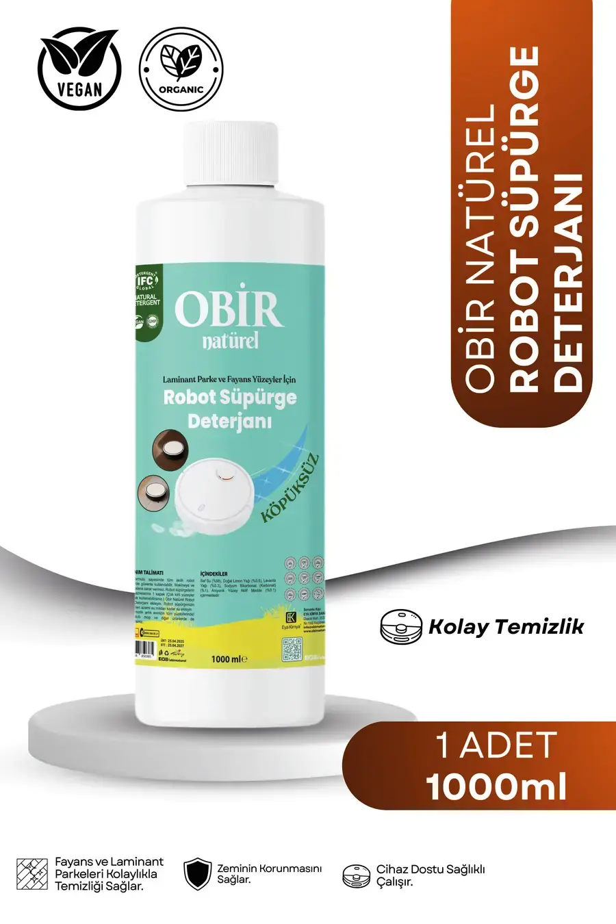 O Bir Naturel Robot Süpürge Deterjanı 1000 ml