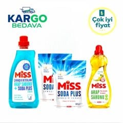 Miss Çamaşır Deterjanı 1.5 lt (1 Adet), Miss Soda Plus 500 gr (2 Adet), Miss Arap Sabunu 1 lt (1 Adet)