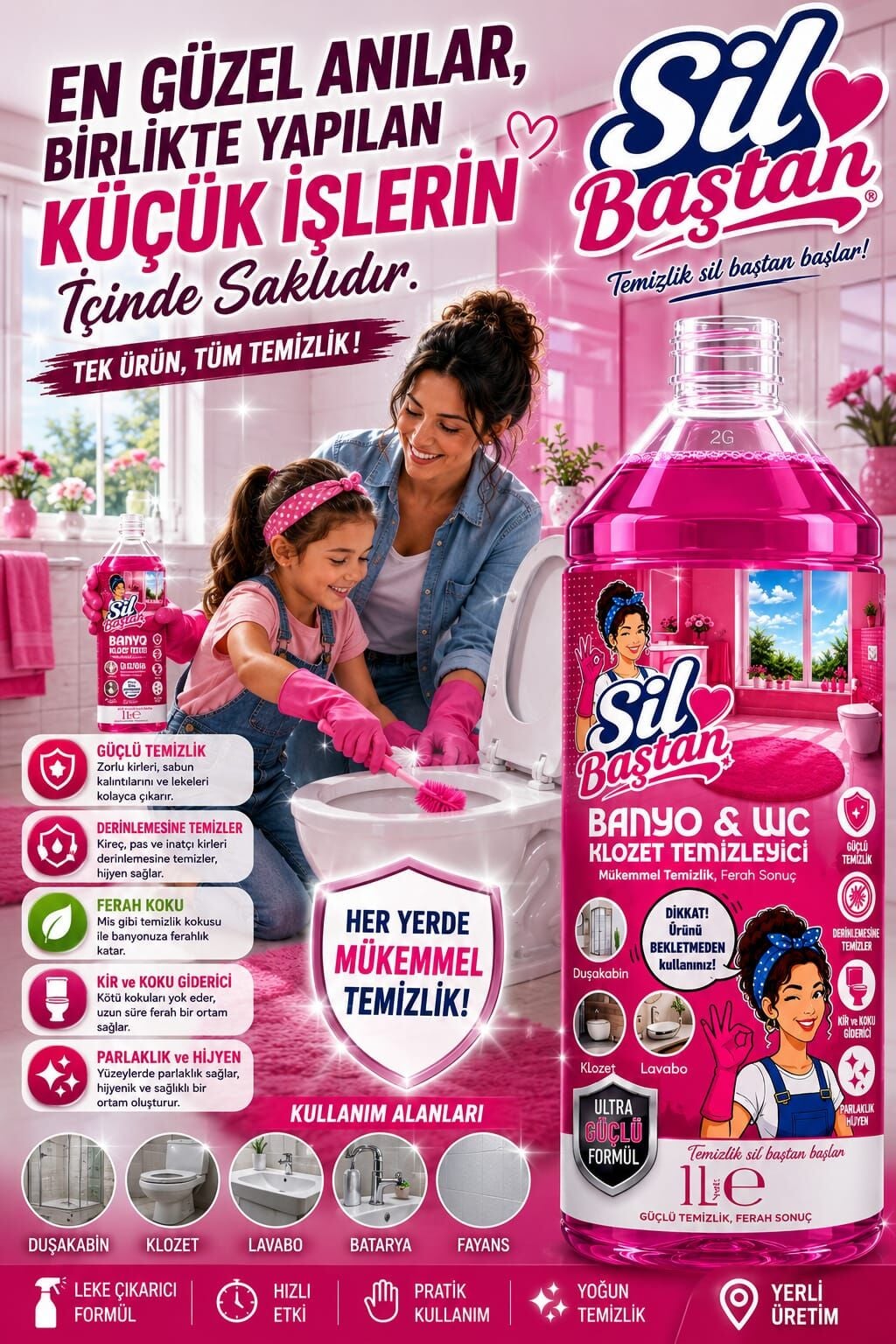 Sil Baştan Banyo & WC Kireç ve Ağır Kir Temizleyici 1 LT