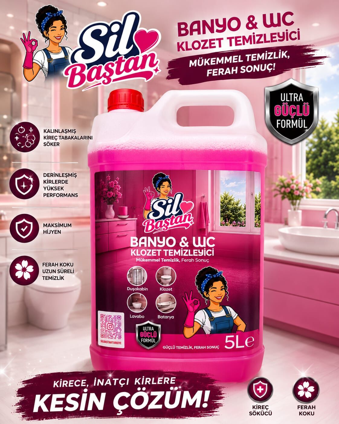 Sil Baştan Banyo & WC Kireç ve Ağır Kir Temizleyici 5 LT