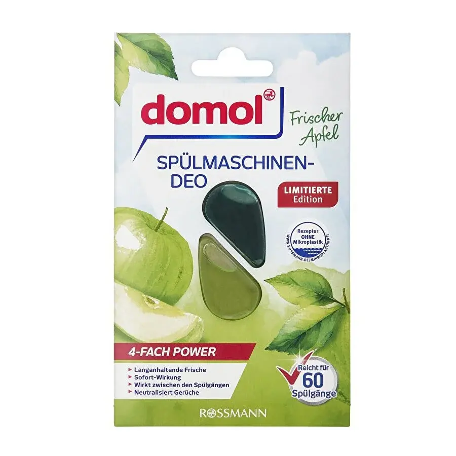 Domol Bulaşık Makinesi Kokusu, 60 Yıkama Yeşil Elma (4 ml)