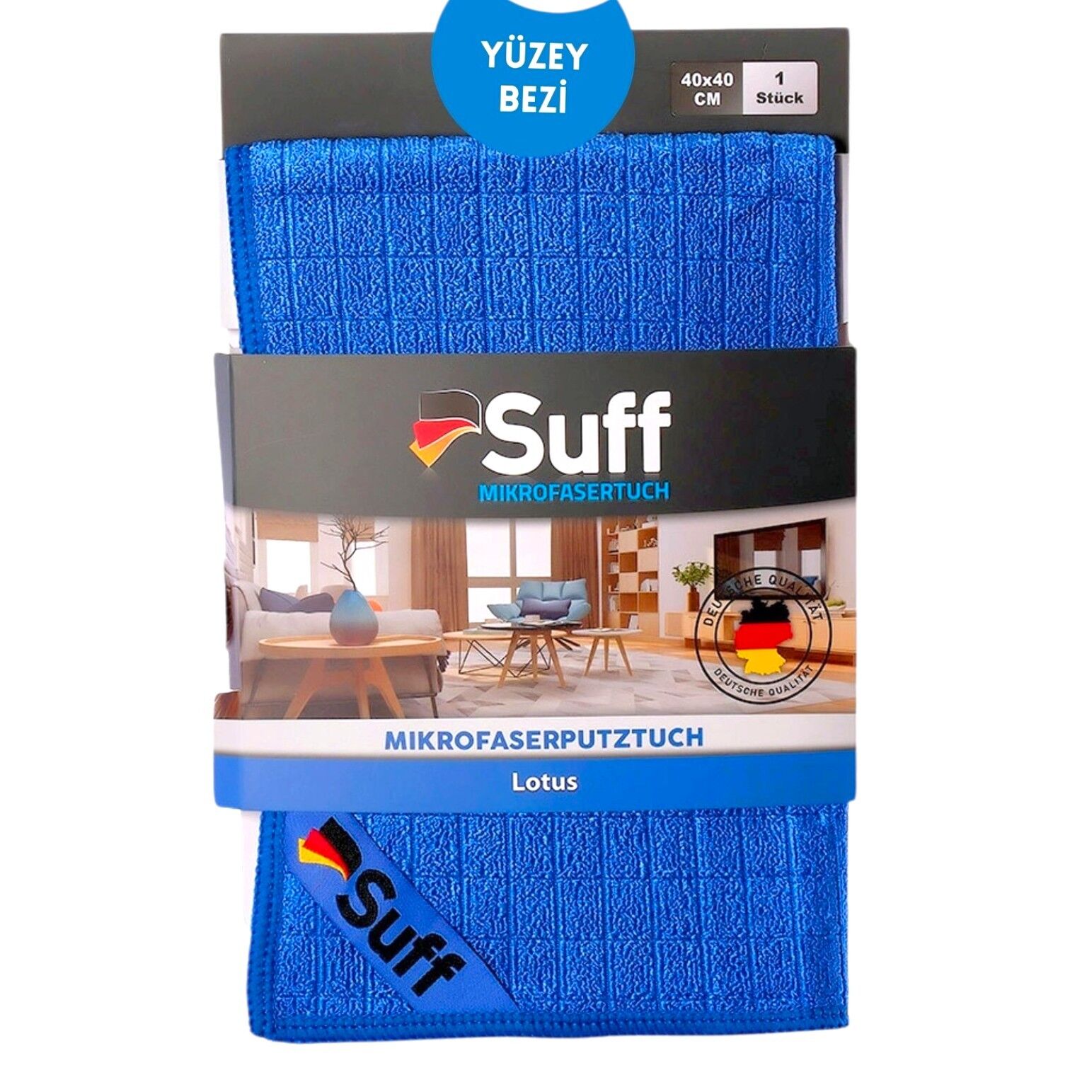 Suff Lotus Yüzey Temizlik Bezi Damalı Mavi 40x40 cm