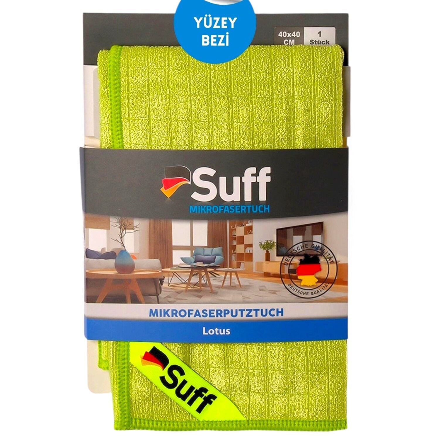 Suff Lotus Yüzey Temizlik Bezi Damalı Yeşil 40x40 cm